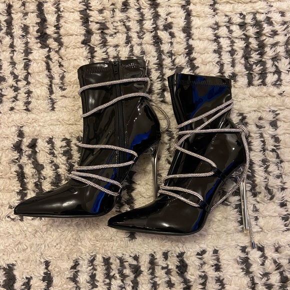 Azalea Wang Diamond Drip Faux Patent Leather Bootie - Picture 9 of 12